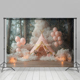 Lofaris Pink Forest Tent Birthday Cake Smash Photo Backdrop